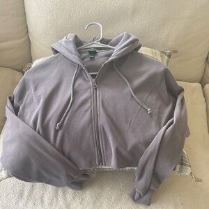 Gray Cropped Hoodie